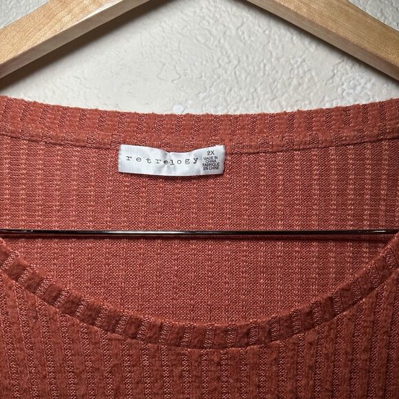Retrology Womens 2X Sweater Rustic Orange Buttons Lightweight Layer Holiday - Picture 3 of 5